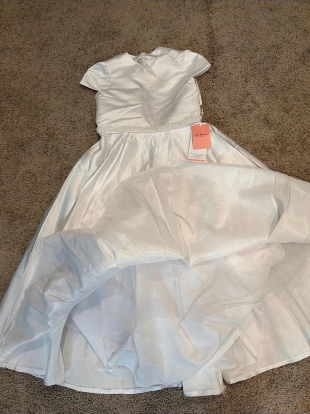 JJs House White Satin Girls' Formal Party Dress